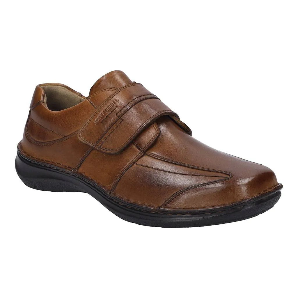 Josef Seibel New Anvers 02 Mens Wide Cognac Leather Arch Support Touch Fastening Shoes