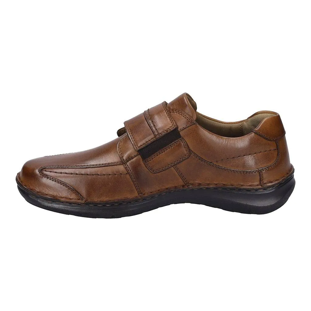 Josef Seibel New Anvers 02 Mens Wide Cognac Leather Arch Support Touch Fastening Shoes