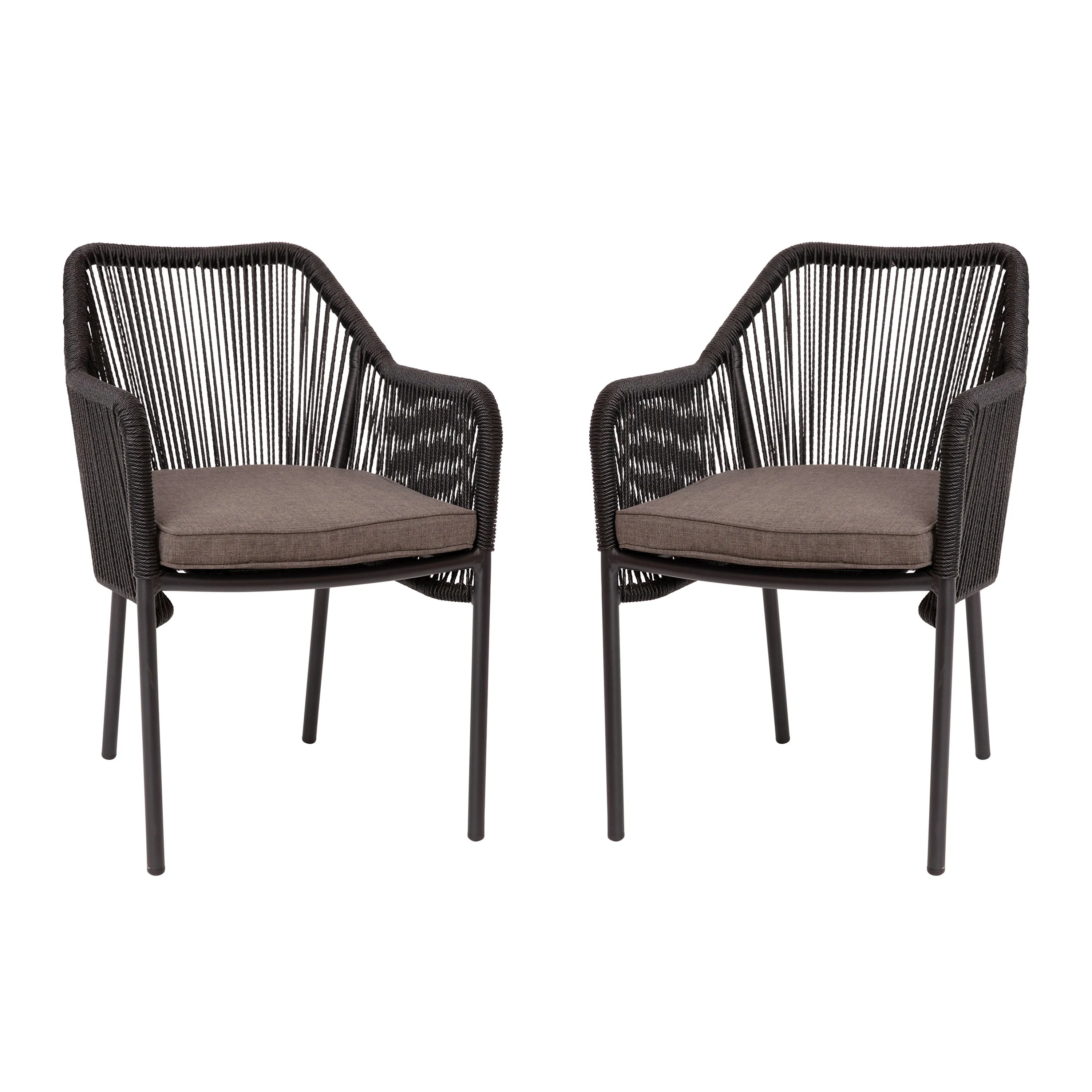 Kyla Set of 2 Aluminum Framed Stackable All-Weather Woven Club Chairs with Rounded Arms & Zippered Seat Cushions