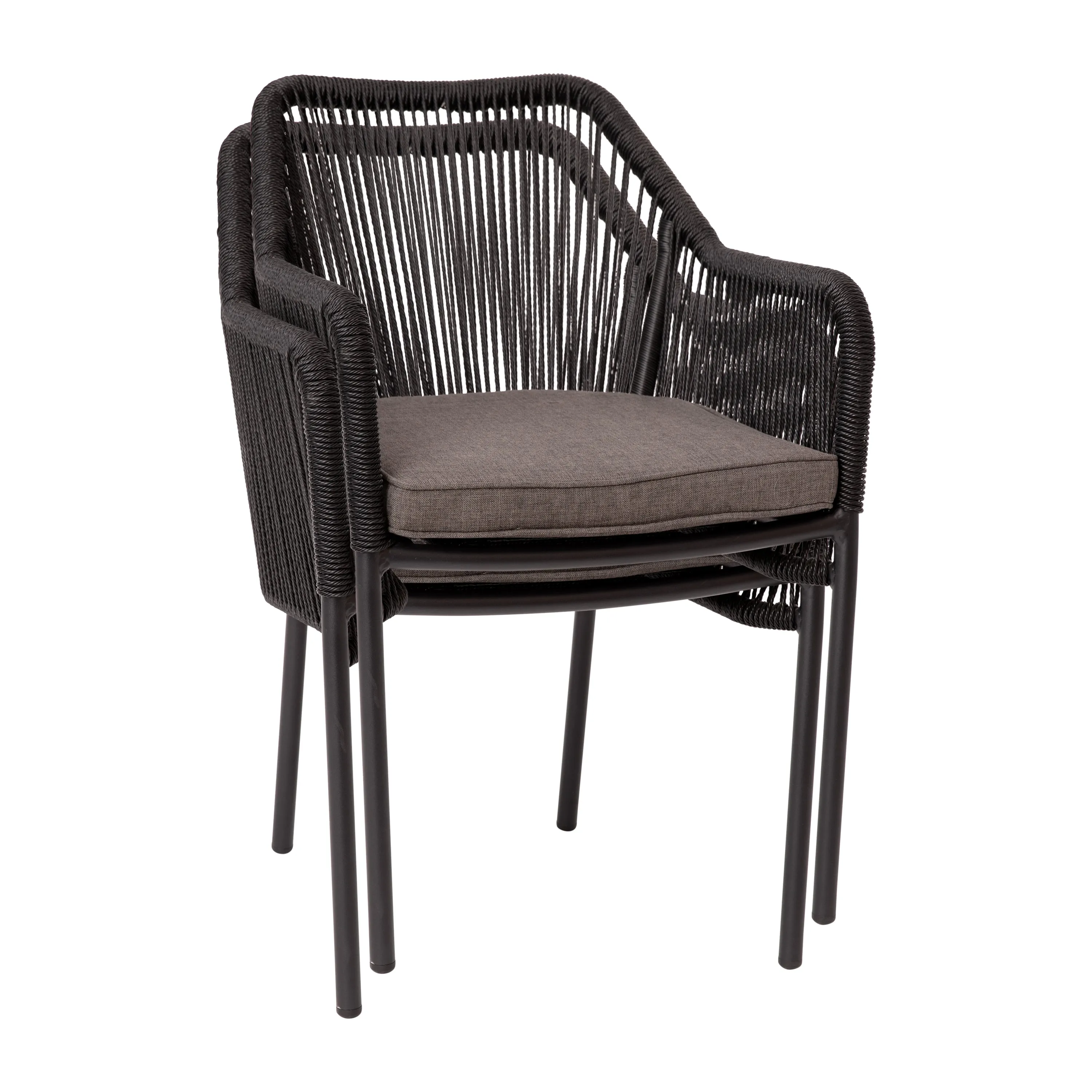 Kyla Set of 2 Aluminum Framed Stackable All-Weather Woven Club Chairs with Rounded Arms & Zippered Seat Cushions