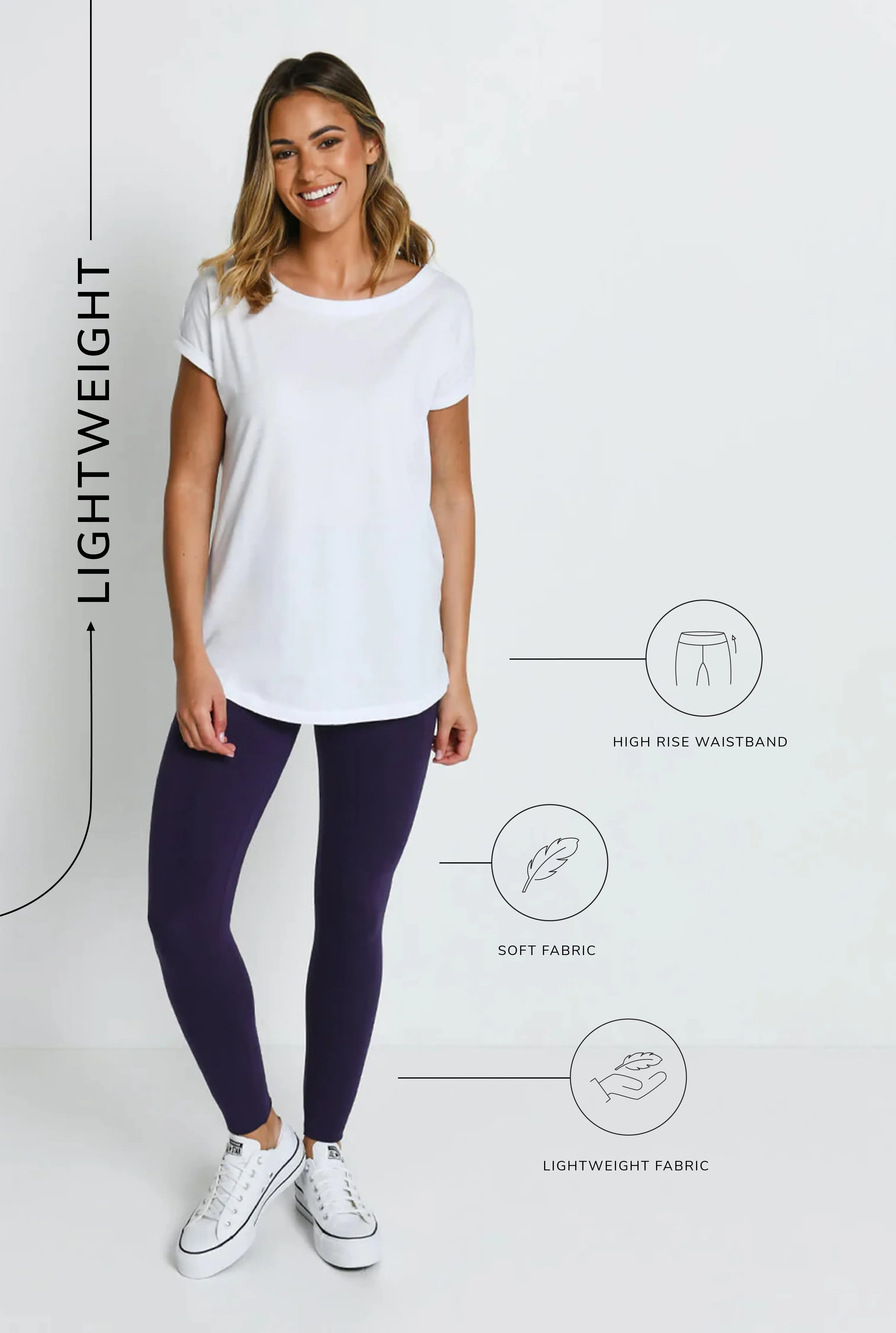 Lightweight Everyday High Waisted Leggings - Acai Purple