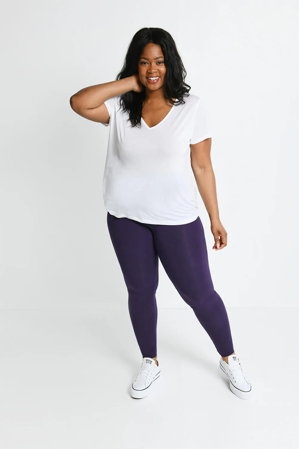 Lightweight Everyday High Waisted Leggings - Acai Purple