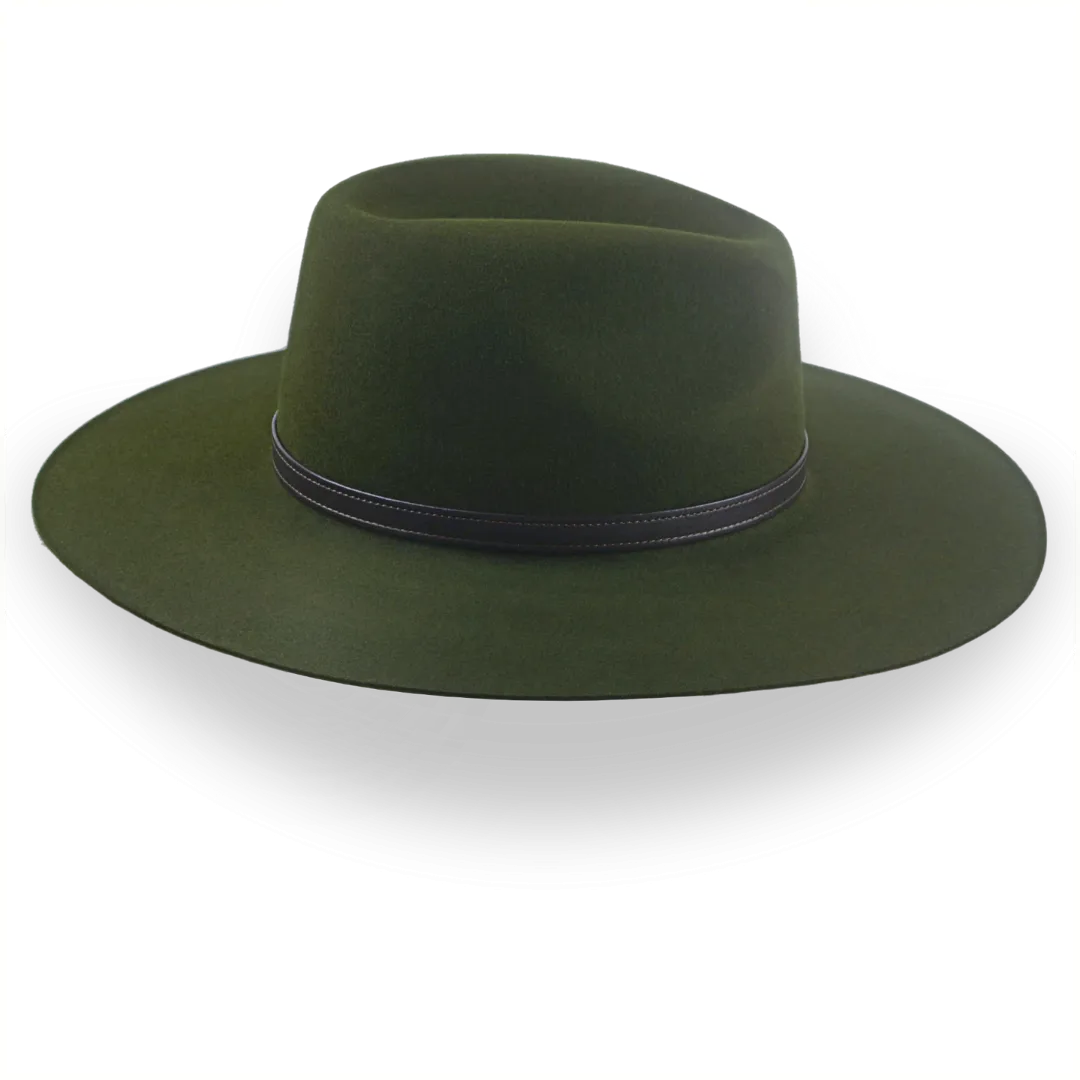 Loden Green Wide Brim Outback Hat in Durable Fur Felt | The Punter