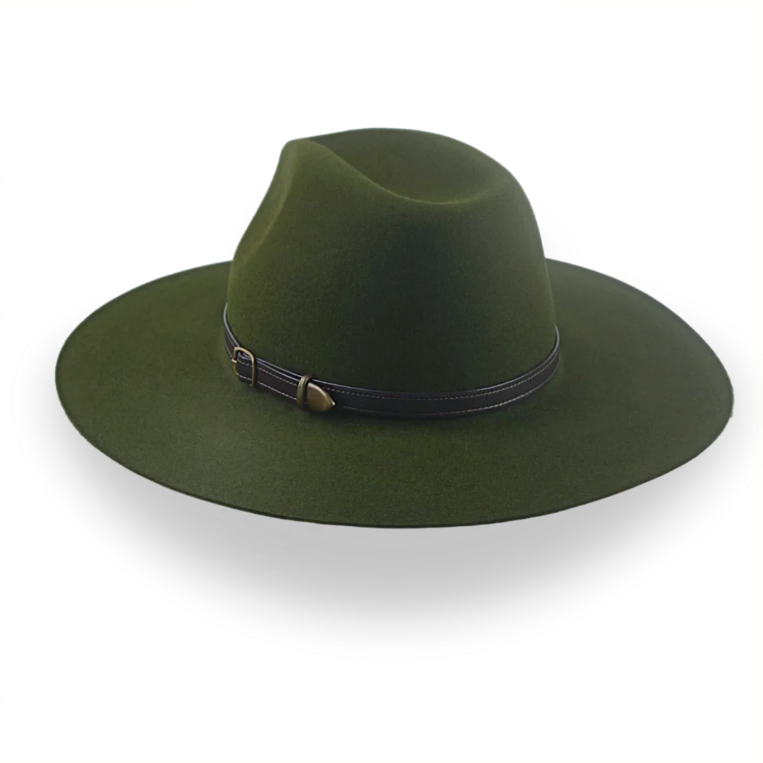 Loden Green Wide Brim Outback Hat in Durable Fur Felt | The Punter