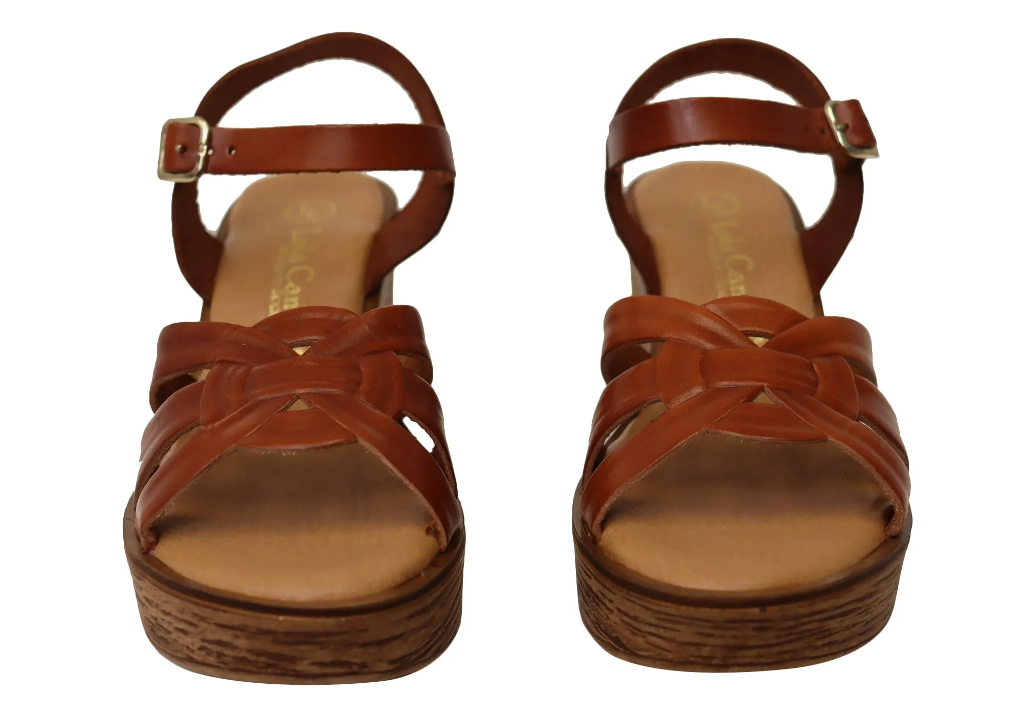 Lola Canales Moment Womens Spanish Leather Wedge Sandals