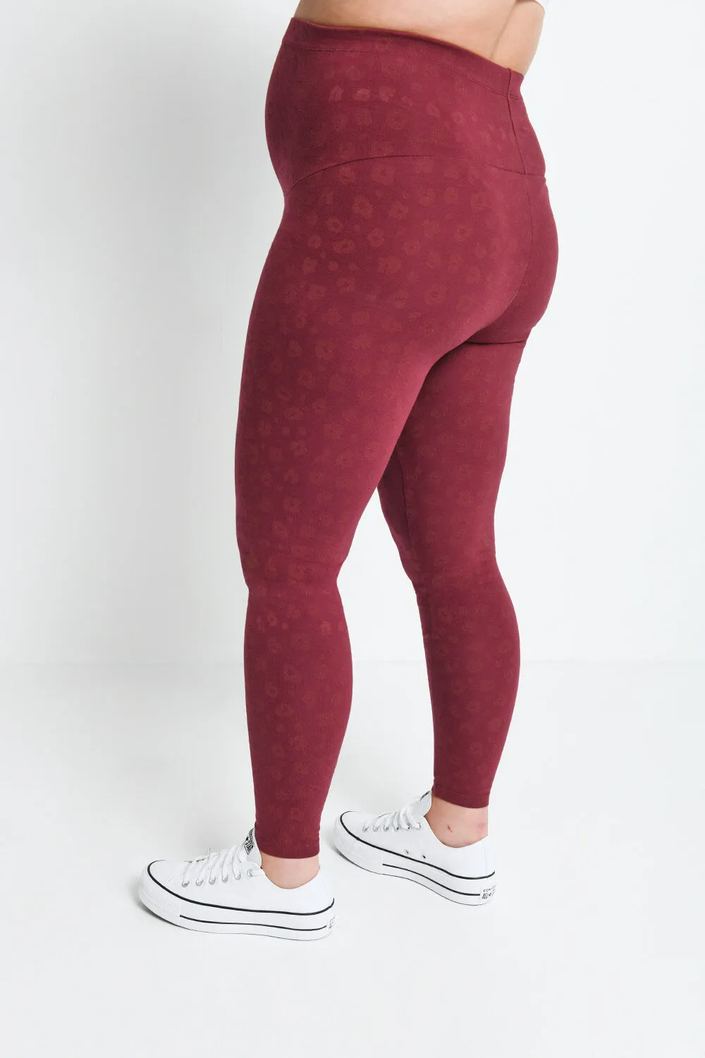 Maternity Everyday Leggings - Burgundy Animal Print