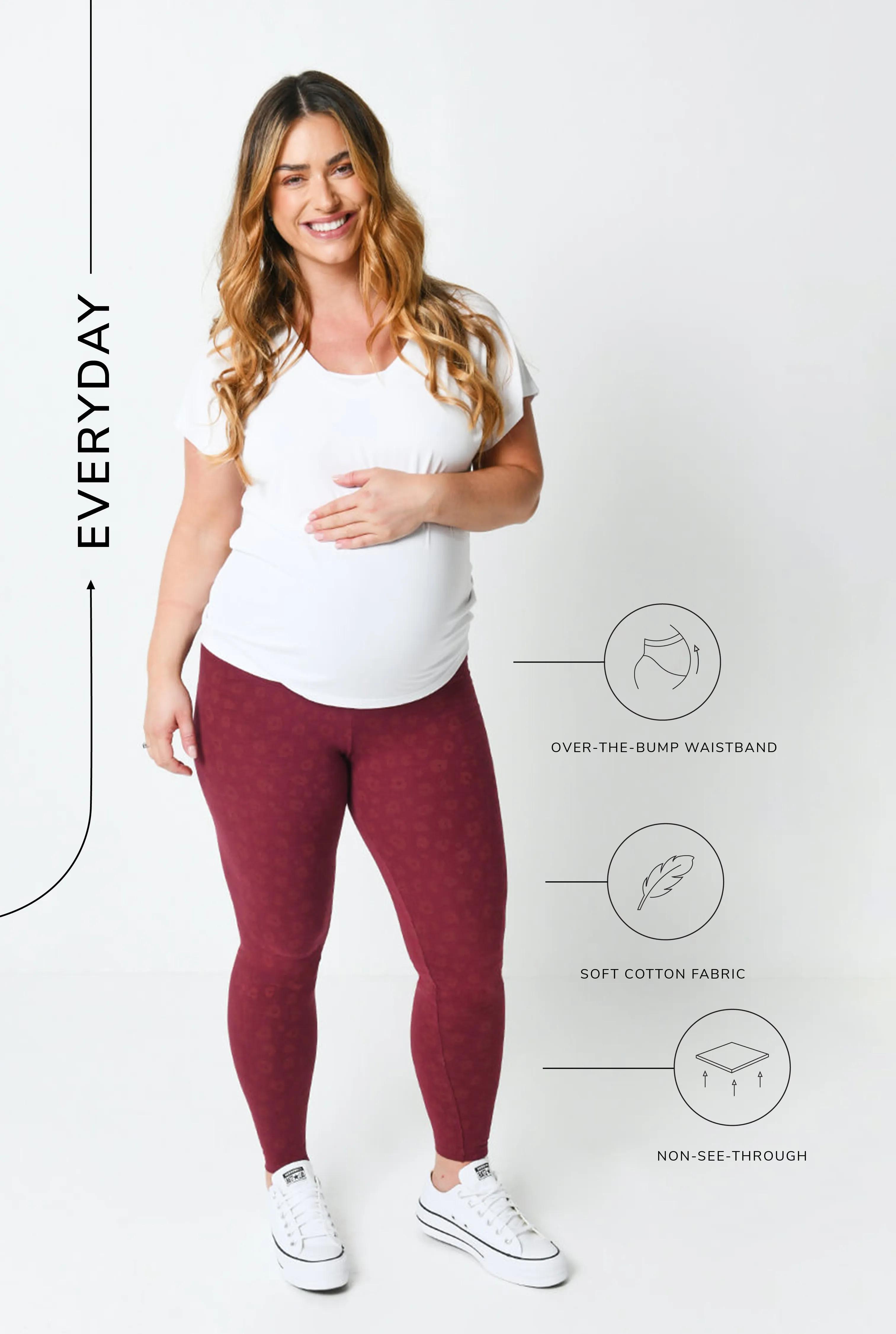 Maternity Everyday Leggings - Burgundy Animal Print