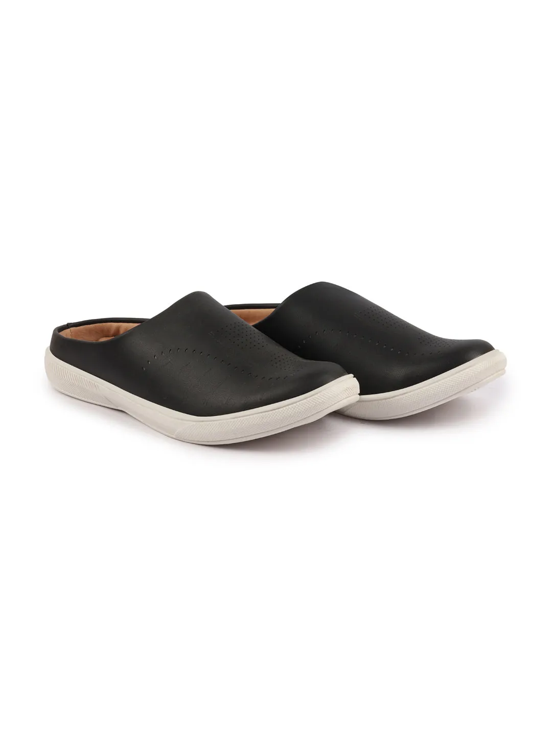 Men Black Back Open Stylish Design Slip On Shoes