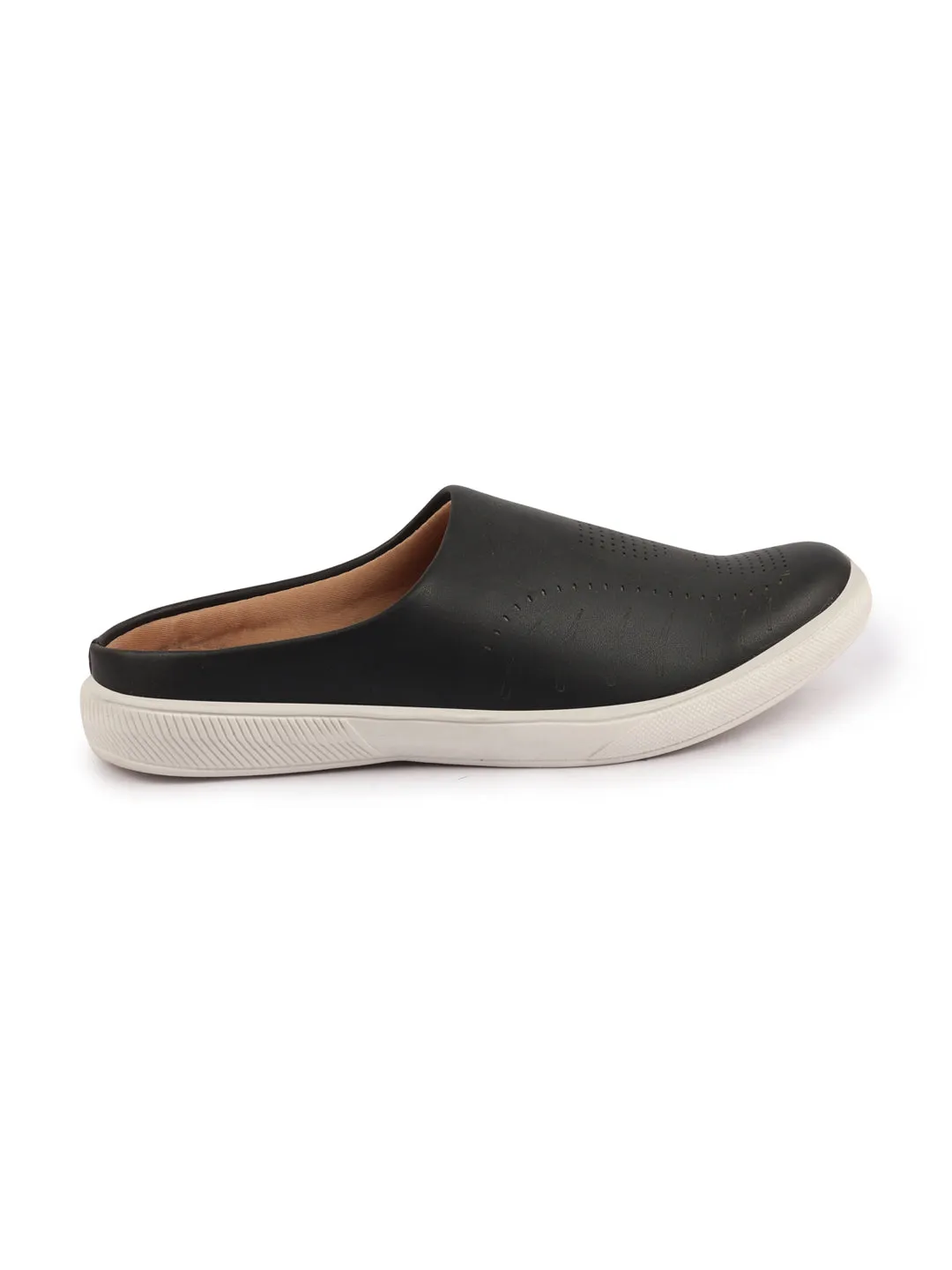 Men Black Back Open Stylish Design Slip On Shoes