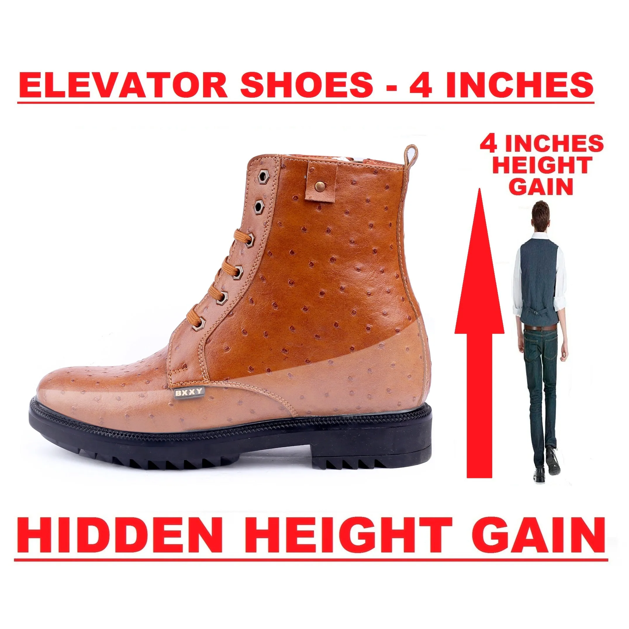 Men's 4 Inch Hidden Height Increasing Trendiest High Ankle Boots