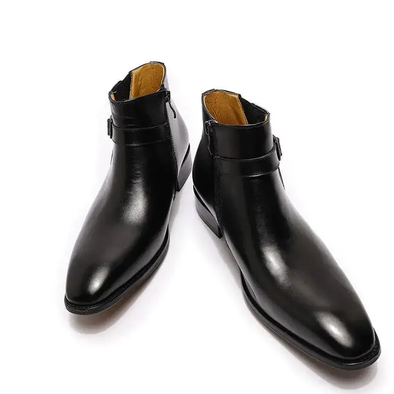 Men's Italian Leather Buckled Dress Boots