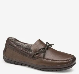 Men's Johnston & Murphy | Cort Shearling Slipper | Dark Brown Full Grain