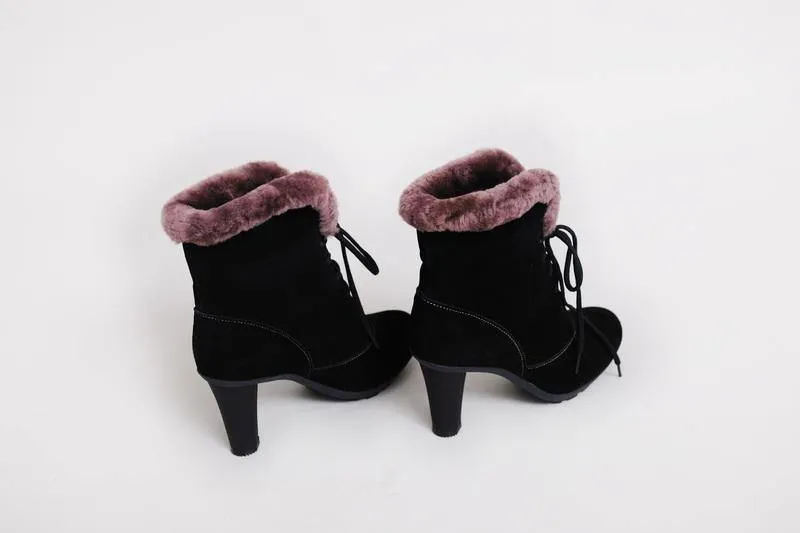 MUBO UGG BOOTS High Heel TPR Sole Black