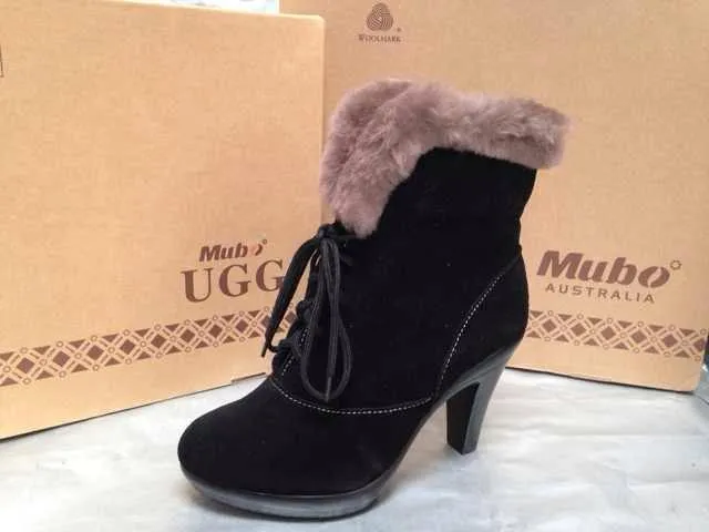 MUBO UGG BOOTS High Heel TPR Sole Black