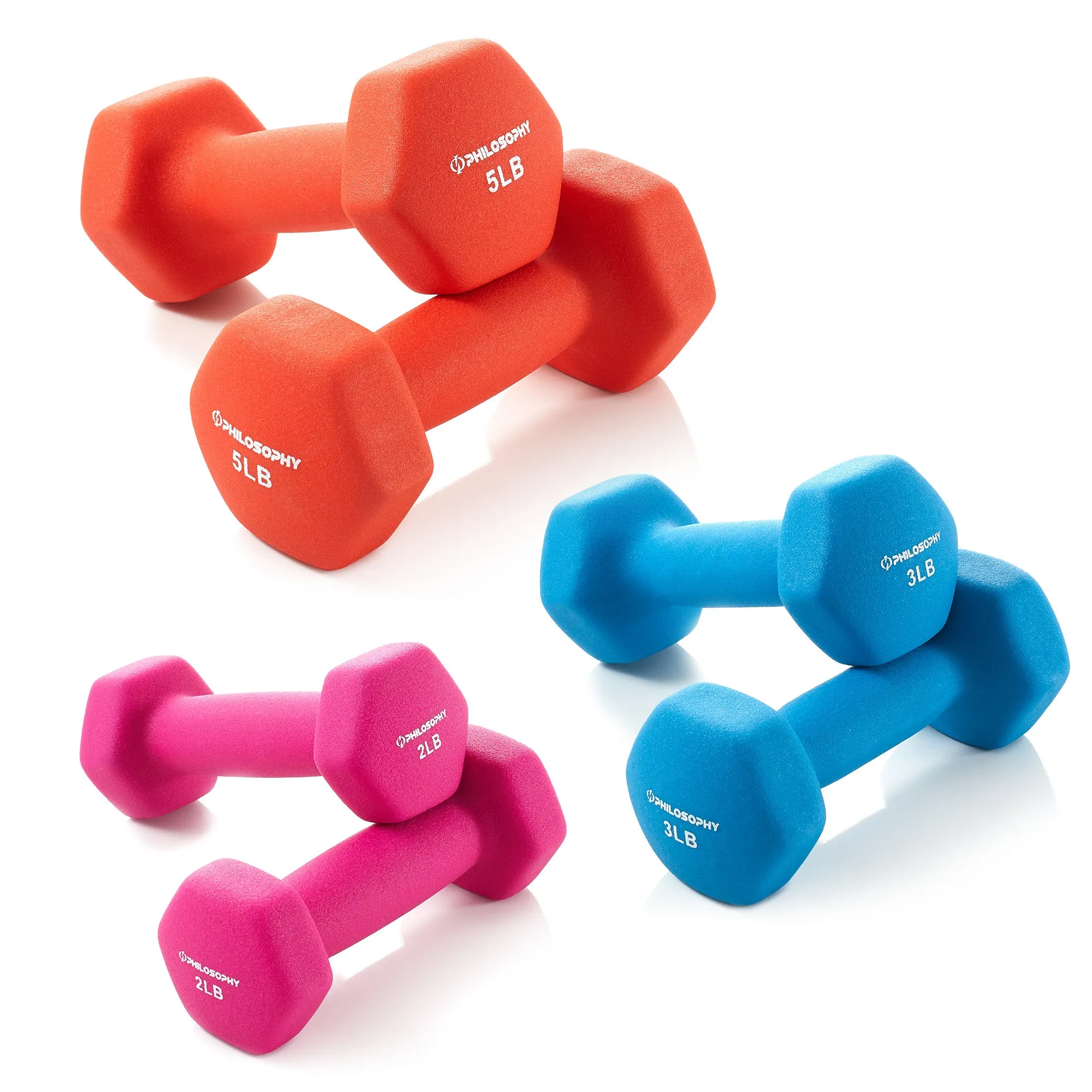 Neoprene Dumbbell Hand Weights, Set of 6 with Stand