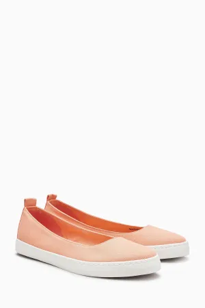 Next Womens Coral Slip-On Ballerinas