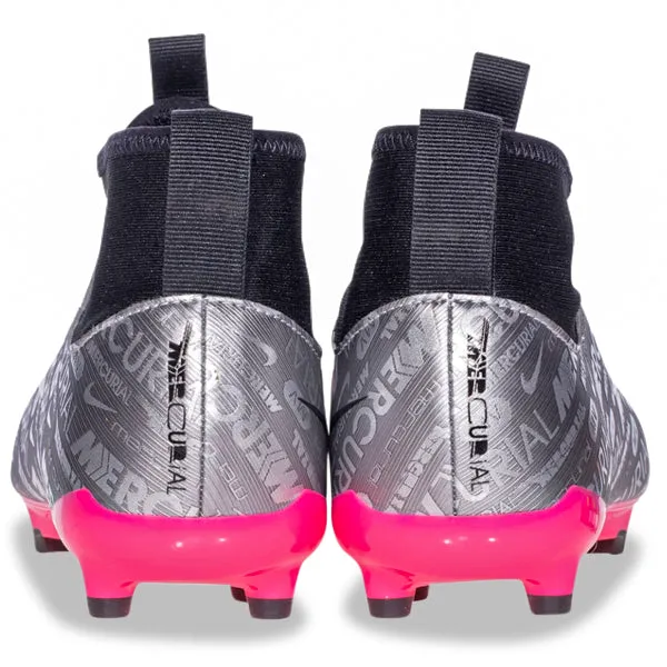 Nike Jr. Zoom Superfly 9 Pro XXV Firm Ground Soccer Cleats (Metallic Silver/Hyper Pink)