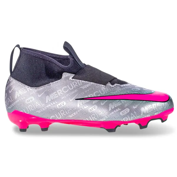 Nike Jr. Zoom Superfly 9 Pro XXV Firm Ground Soccer Cleats (Metallic Silver/Hyper Pink)