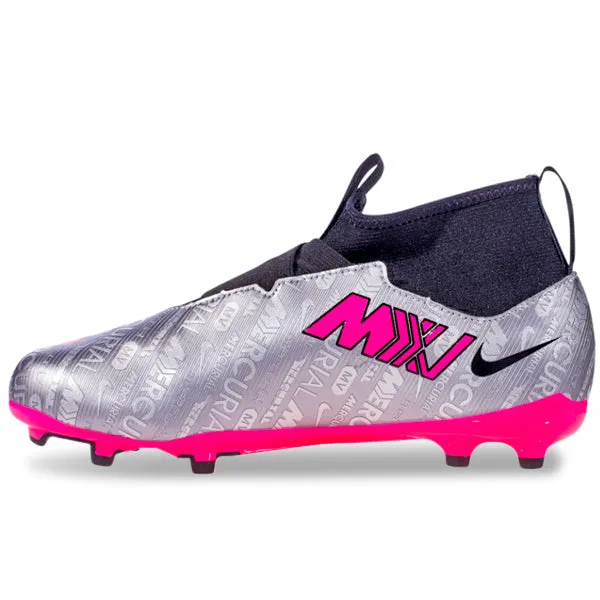 Nike Jr. Zoom Superfly 9 Pro XXV Firm Ground Soccer Cleats (Metallic Silver/Hyper Pink)