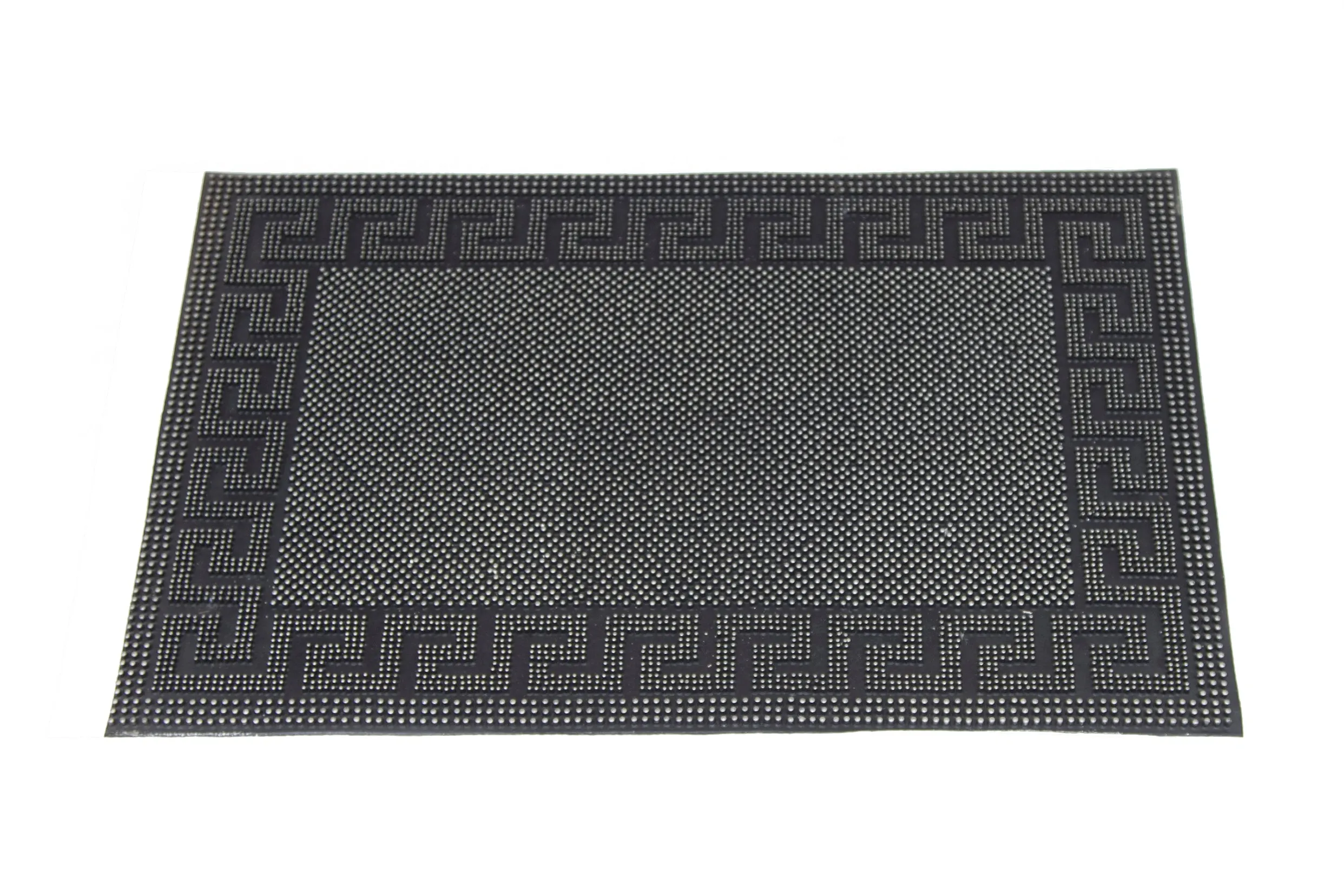 OnlyMat Lightweight Black Rubber Pin Mat with Designer Pattern Border - Indoor / Outdoor, Waterproof