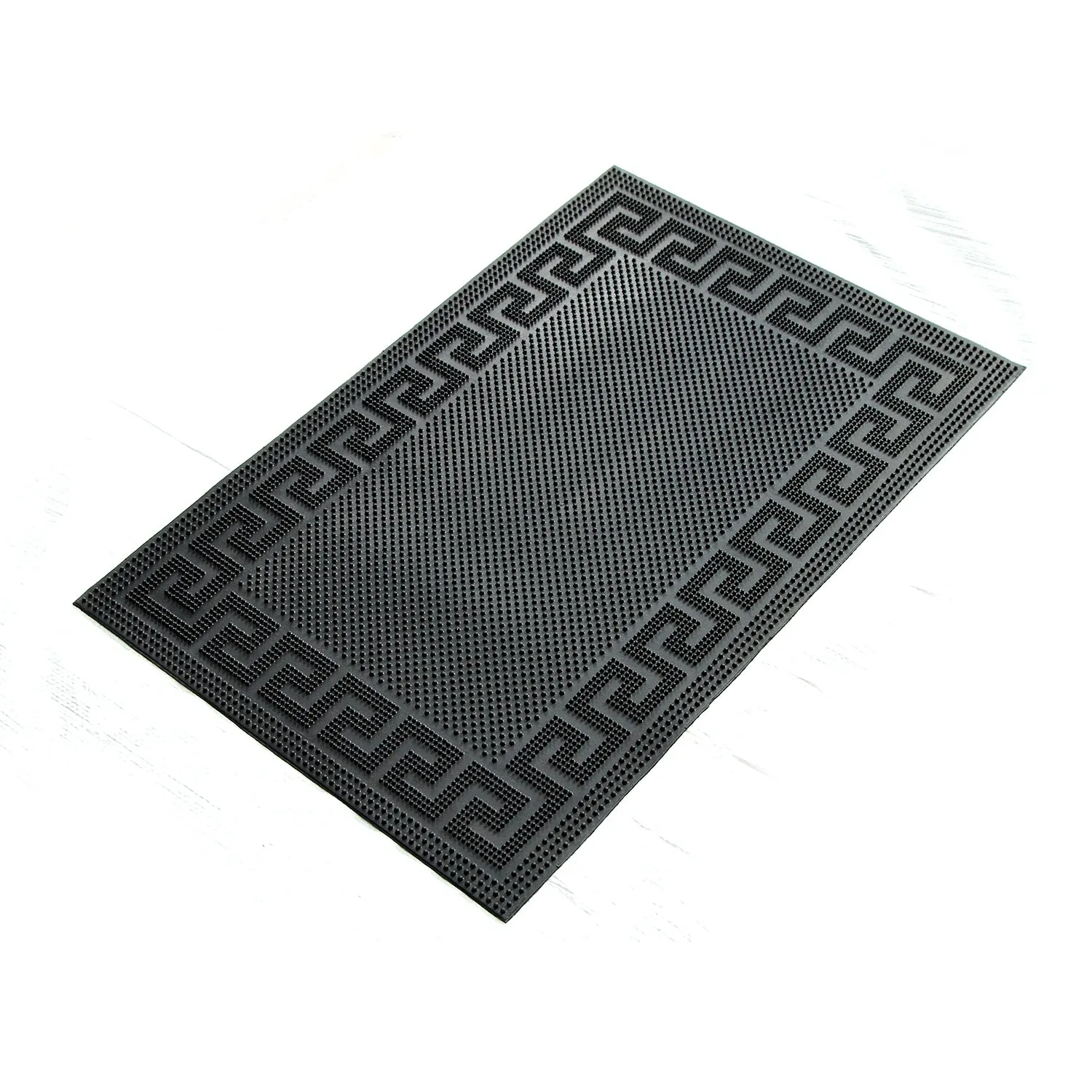 OnlyMat Rubber Pin Mat with Greek Design Border - Indoor / Outdoor, Waterproof