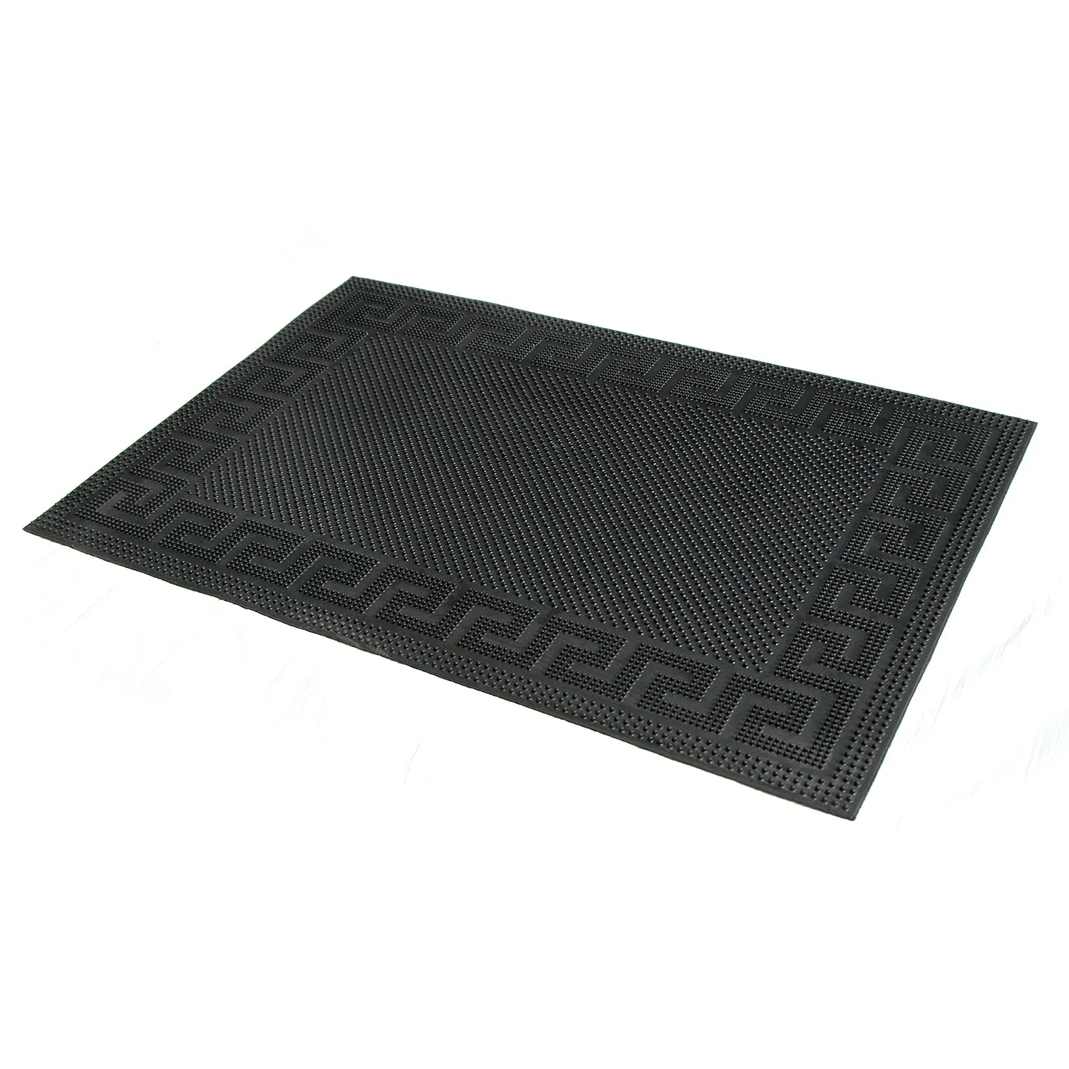 OnlyMat Rubber Pin Mat with Greek Design Border - Indoor / Outdoor, Waterproof