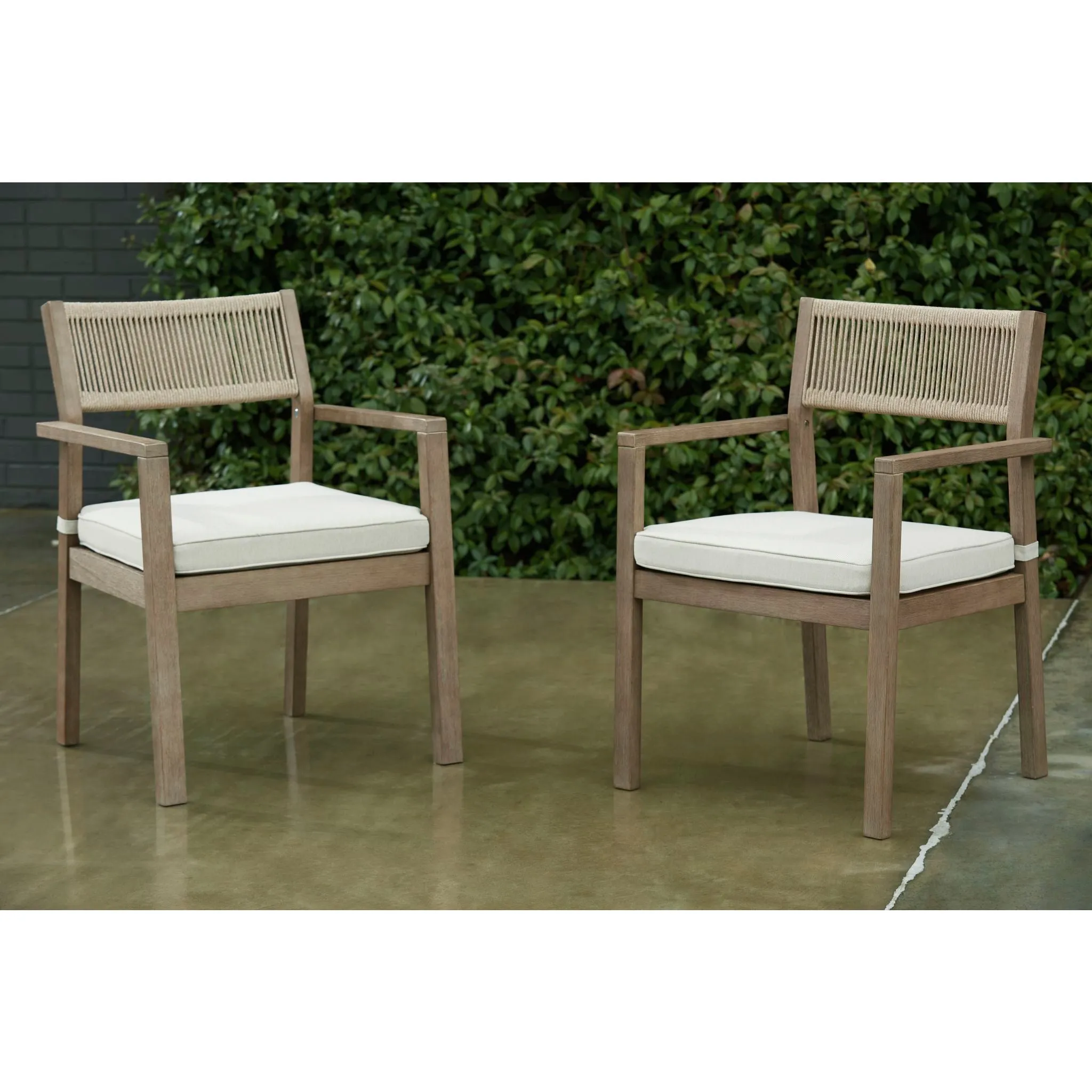 Outdoor Aria Plains Arm Chair with Cushion (set of 2)