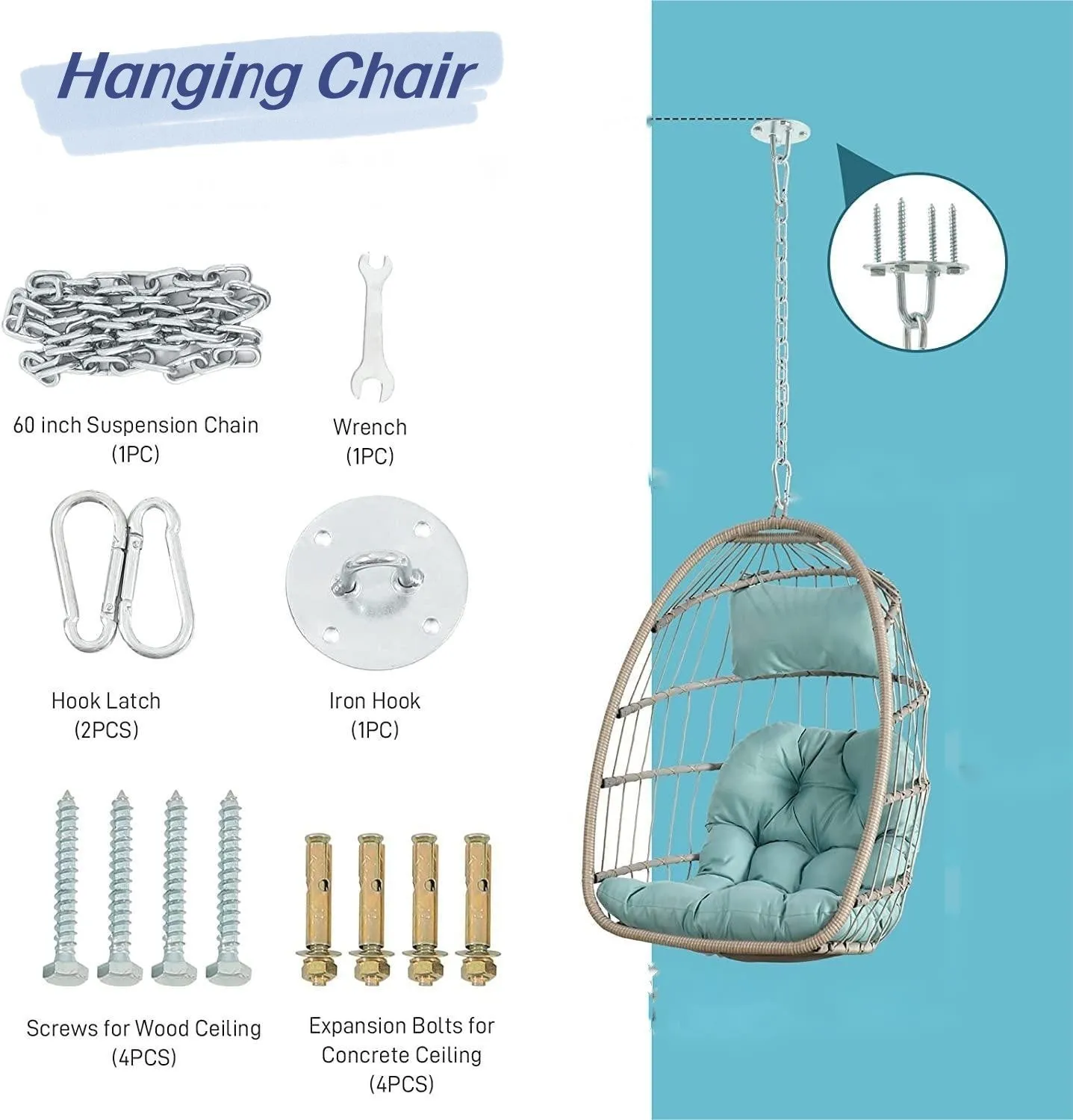 Outdoor PE Rattan Swing Chair