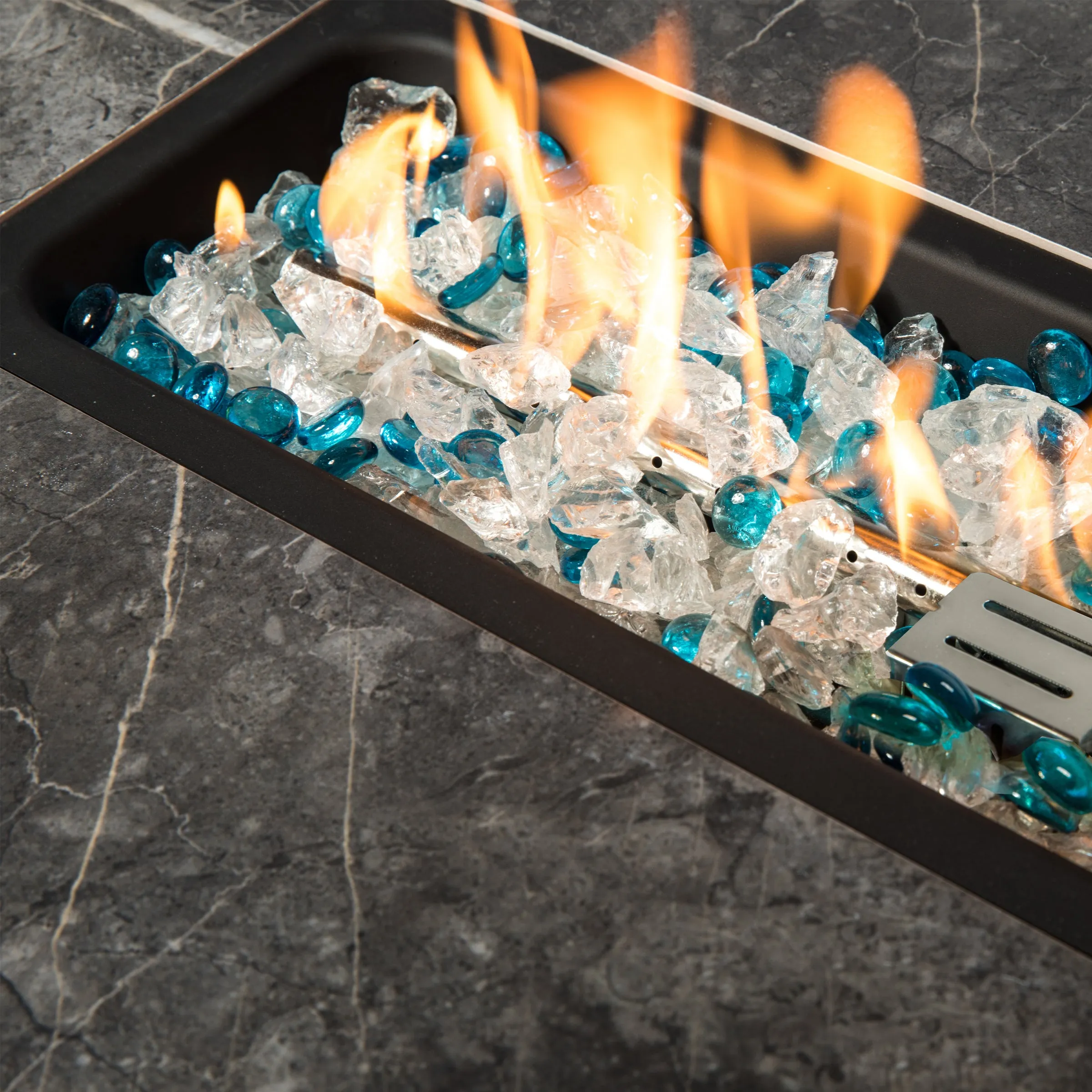 Outdoor Rectangle Propane Fire Pit Table