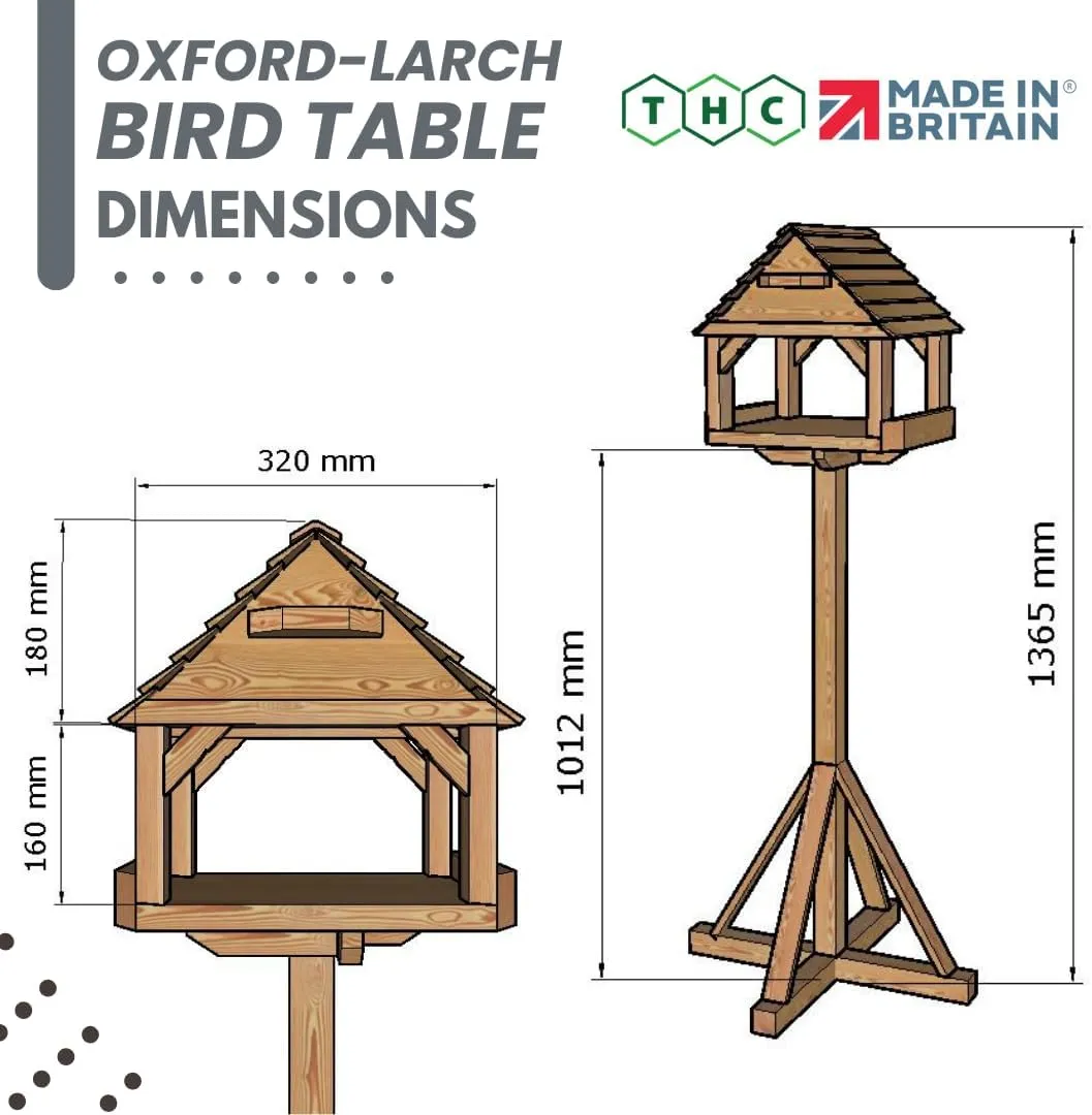 Oxford Larch Wild Bird Table | Durable And Resilient Against British Weather | Introductory Offer