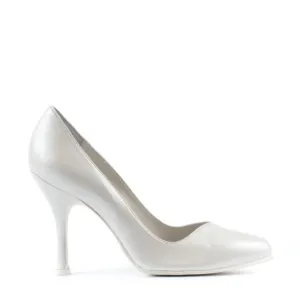 Paoul Diana Ladies Pearled Ivory Leather Bridal and Social Dance Shoe with Heart Shaped Neckline and Stiletto Heel