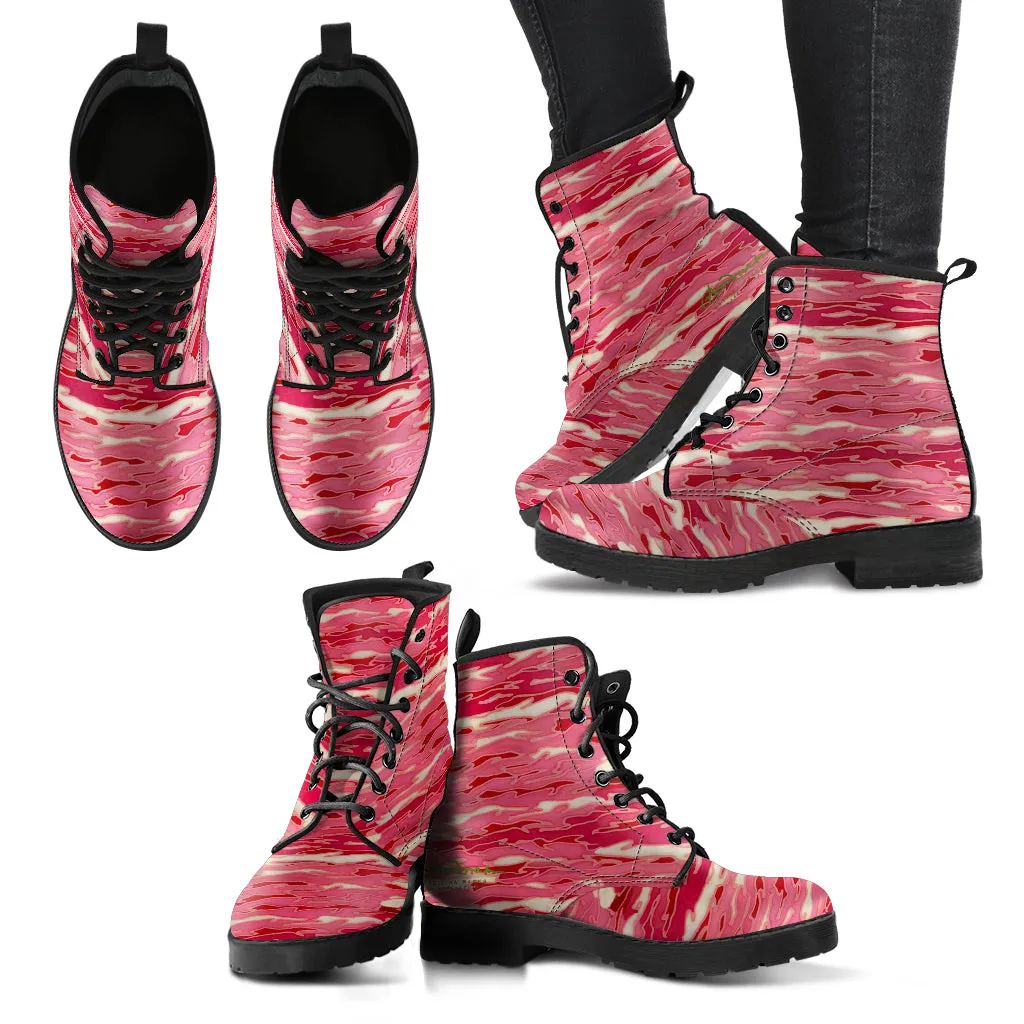 Pink Camouflage Lava Leather Boots (Vegan)