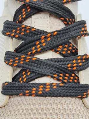 Premium Sport Laces - Black with Orange Accents