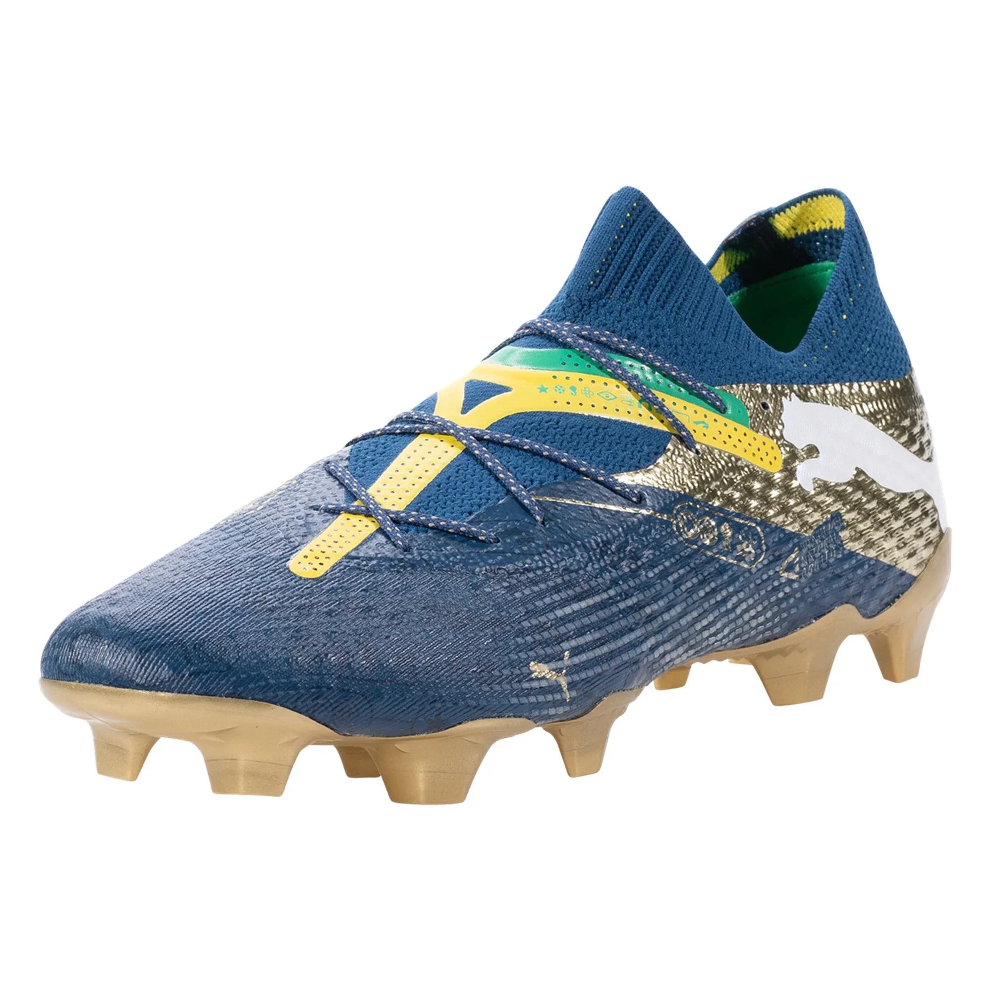 Puma Future 7 Ultimate NJR FG/AG Soccer Cleats (Saline Blue/Pele Yellow/Grassy Green)