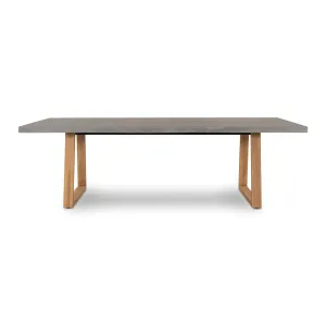 RECTANGULAR DINING TABLE 2.4M, SPECKLED GREY WITH LIGHT HONEY ACAIA LEGS