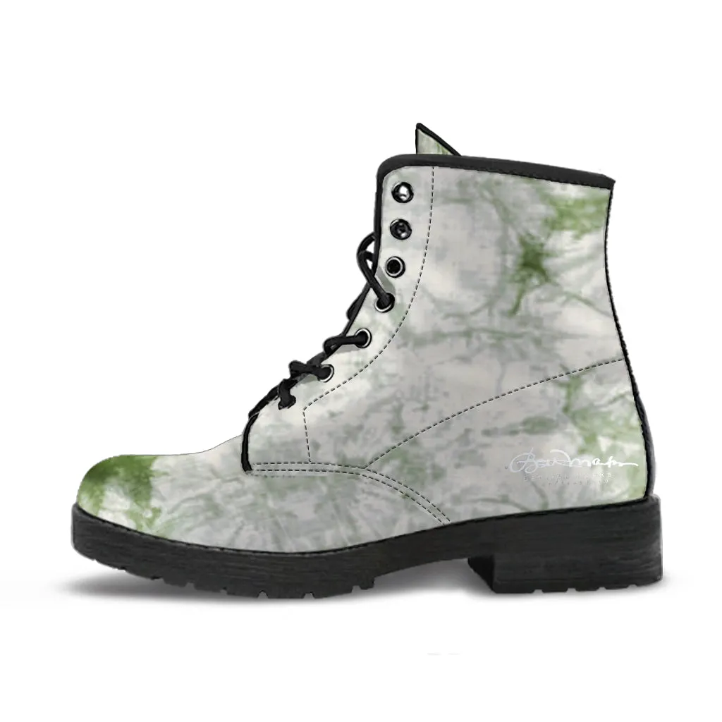 Sage Tie Dye Leather Boots (Vegan)