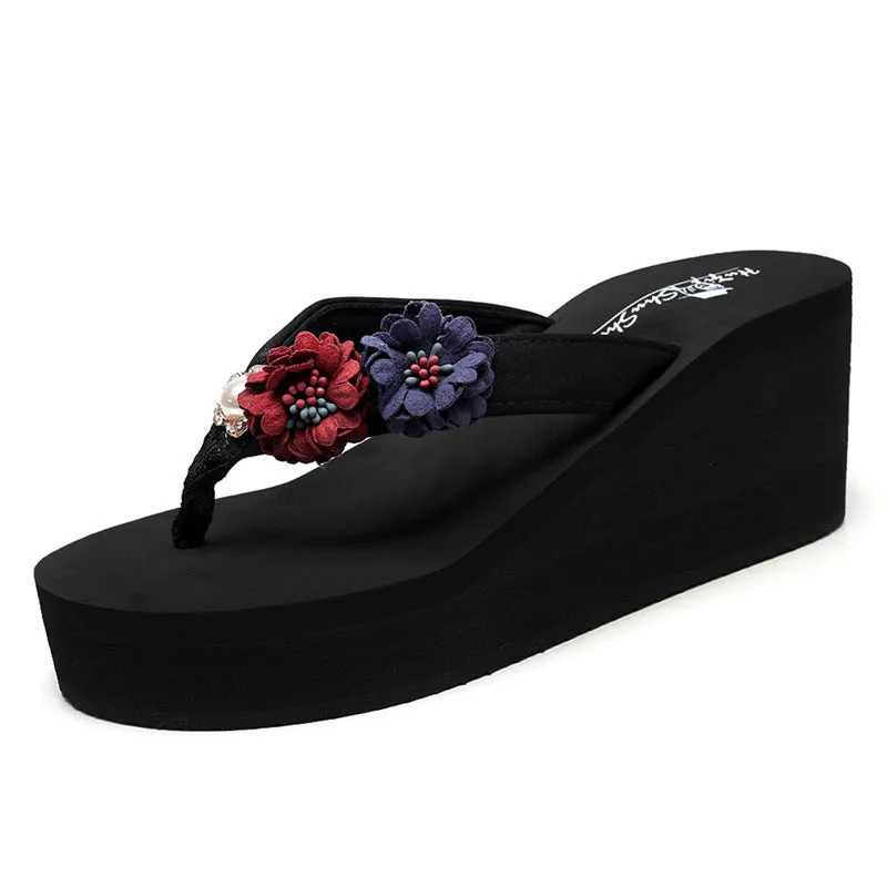 Seaside Outdoor Slippers Women's Summer Fashion Flip-flop Outdoor Wedge Sweet Height Increasing Casual Flip Flops Beach Shoes