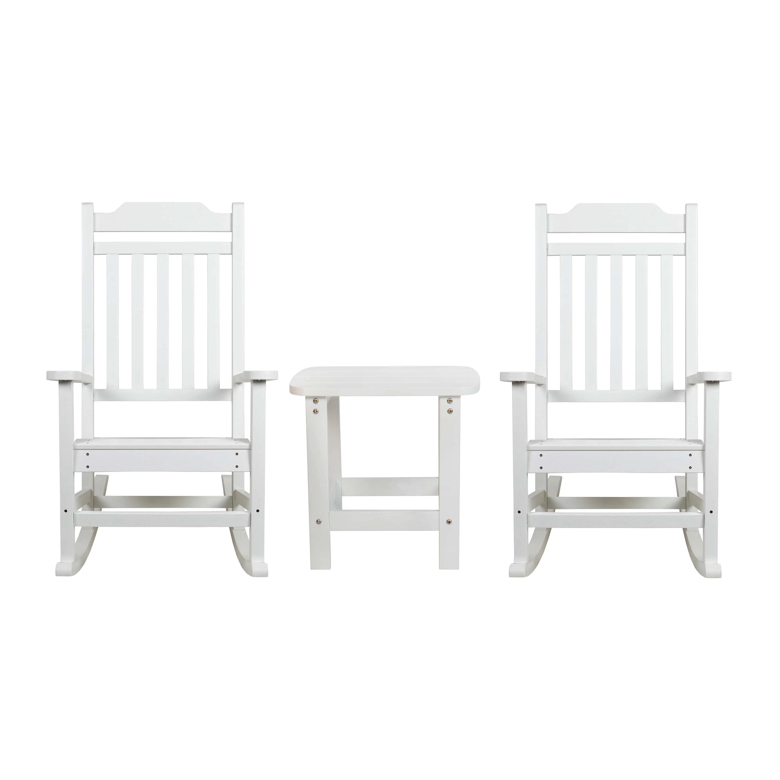 Set of 2 Winston All-Weather Poly Resin Rocking Chairs with Accent Side Table