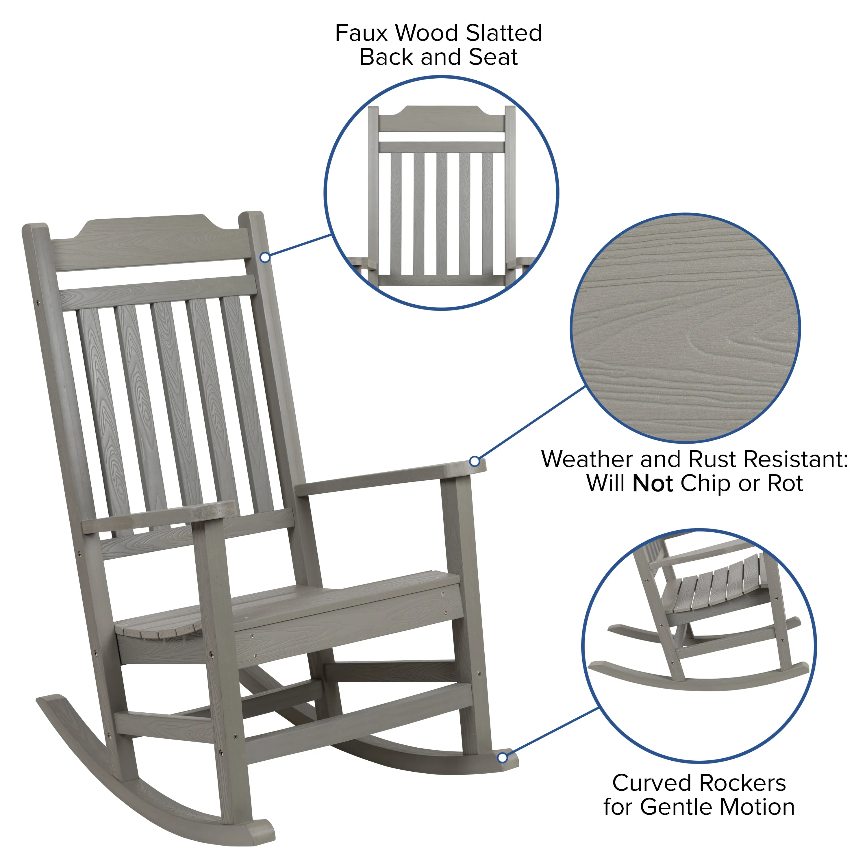 Set of 2 Winston All-Weather Poly Resin Rocking Chairs with Accent Side Table