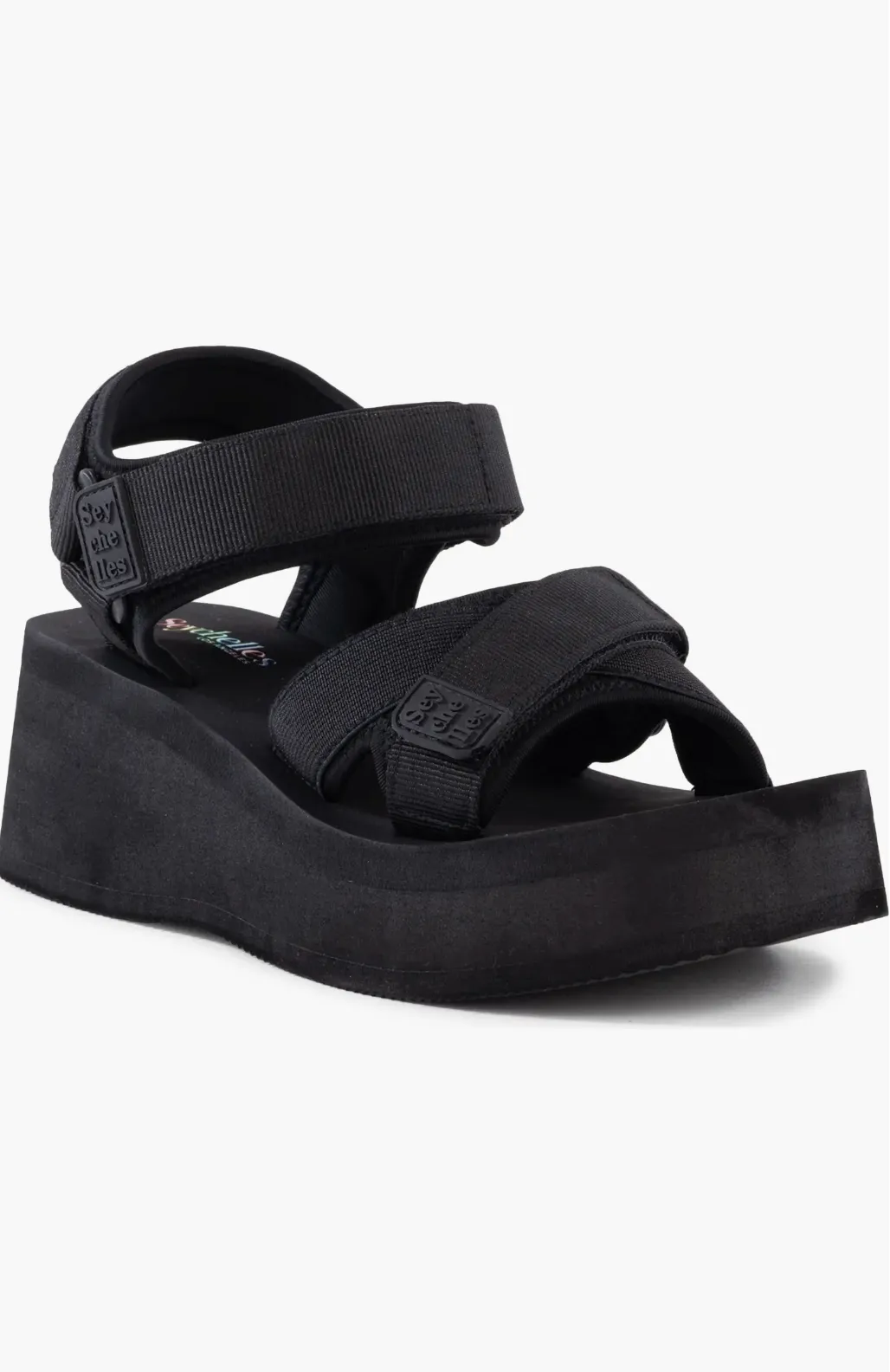 Seychelles Serenade Nylon Platform Sandals in Black