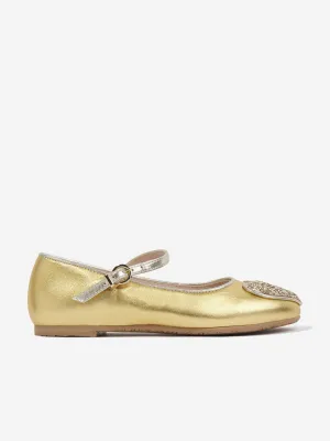 Sophia Webster Girls Leather Amora Shoes in Gold