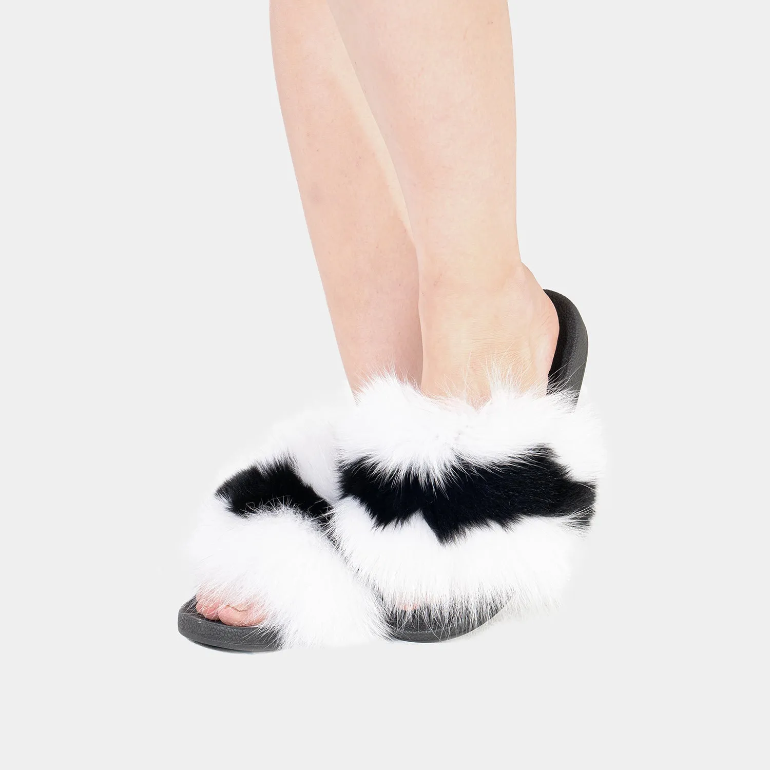 St. Moritz-Slipper With Black Fox & White Fox