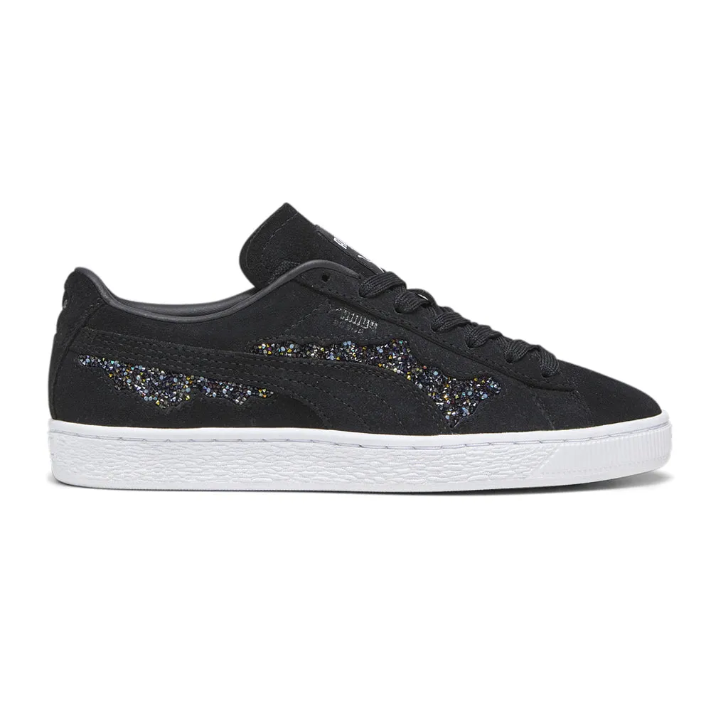 Suede x Swarovski Glitter Lace Up Sneakers