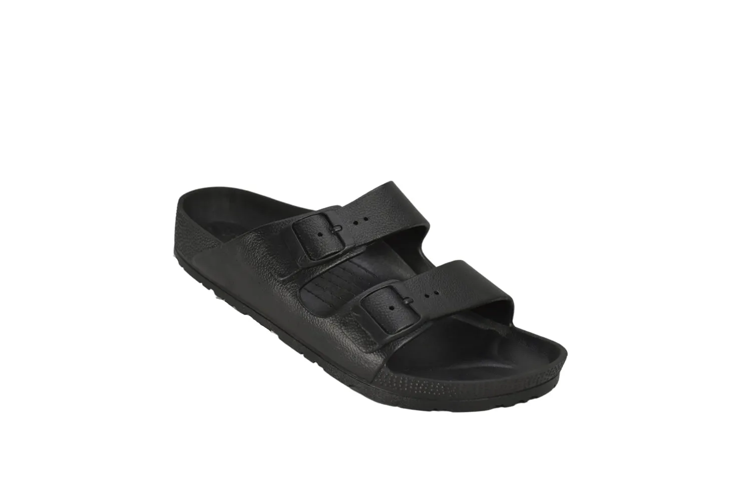 Tecs Womens Two Band Black Sandals Shoes