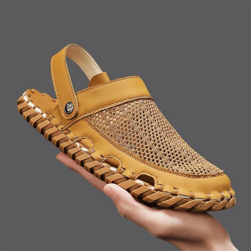 TEEK - Mens Mesh Front Outdoor Leather Sandals