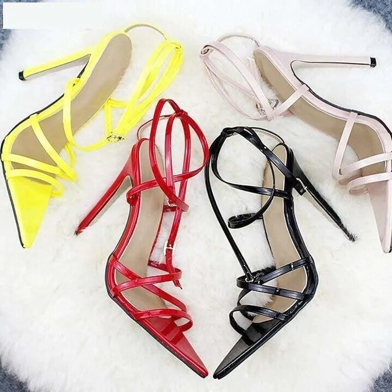 Thin Heels Pumps Ankle Cross Strap Sandals