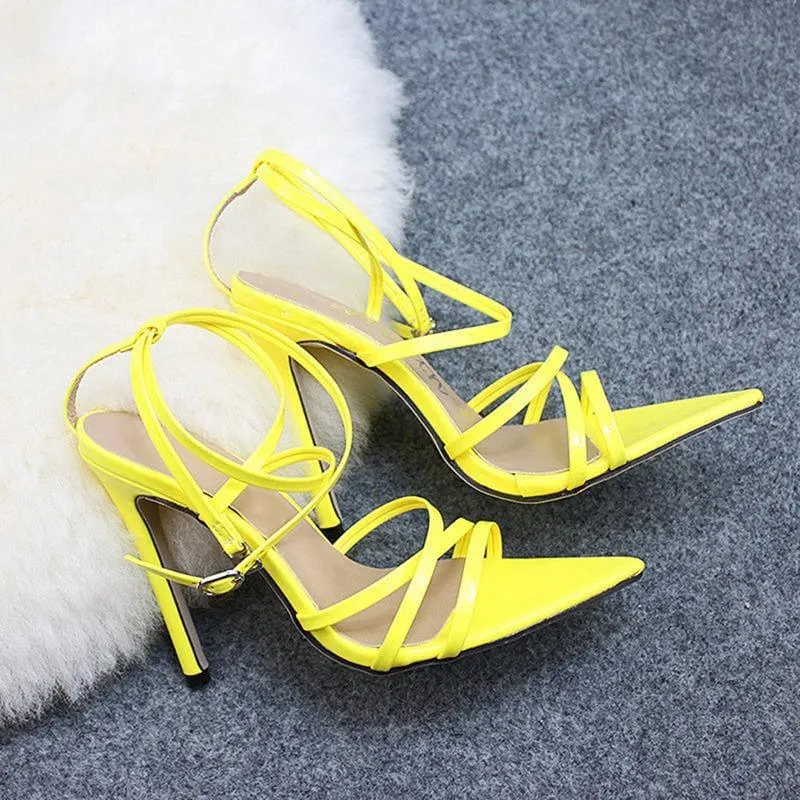 Thin Heels Pumps Ankle Cross Strap Sandals