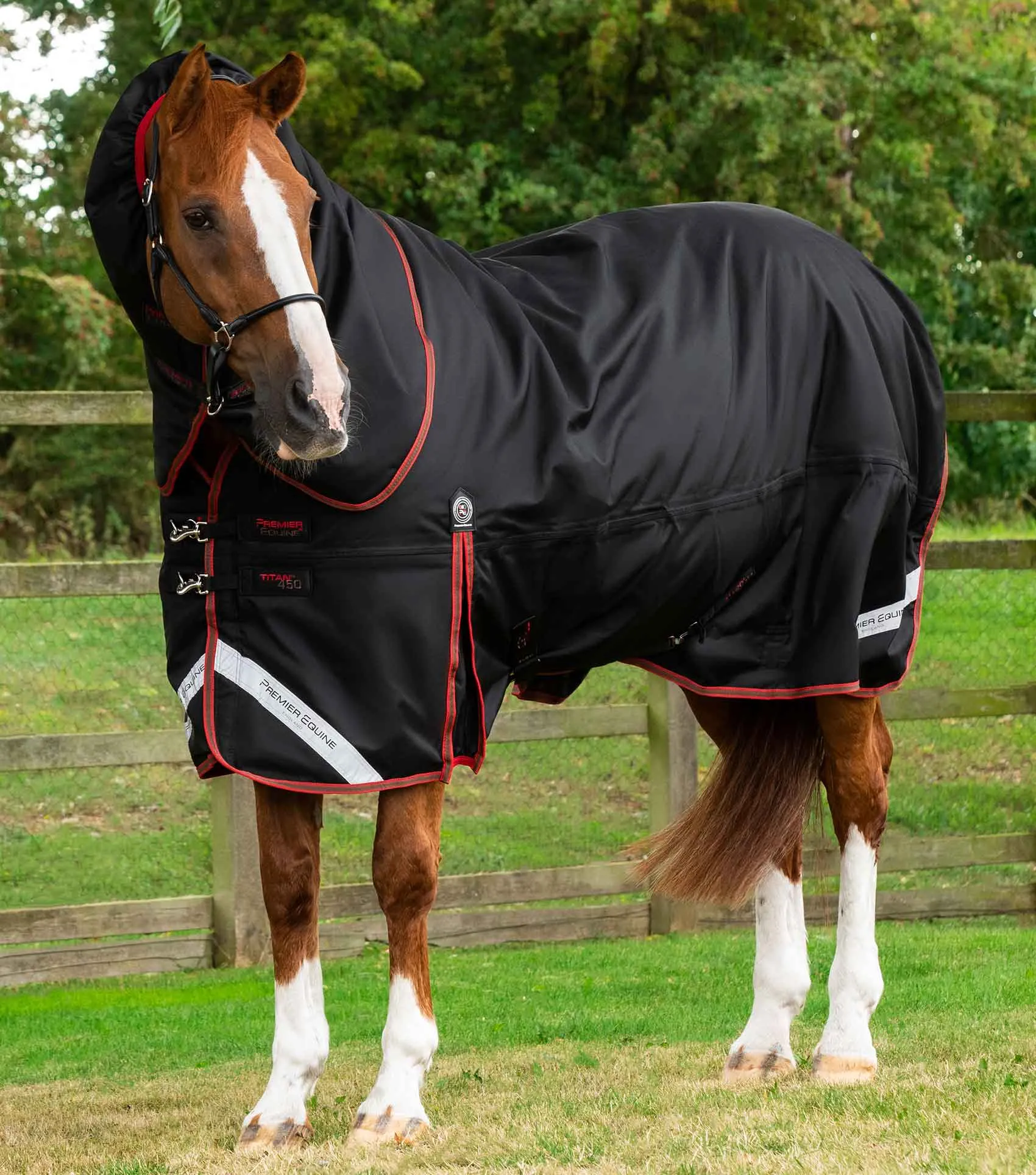 Titan 450g Turnout Rug with Snug-Fit Neck Cover Black