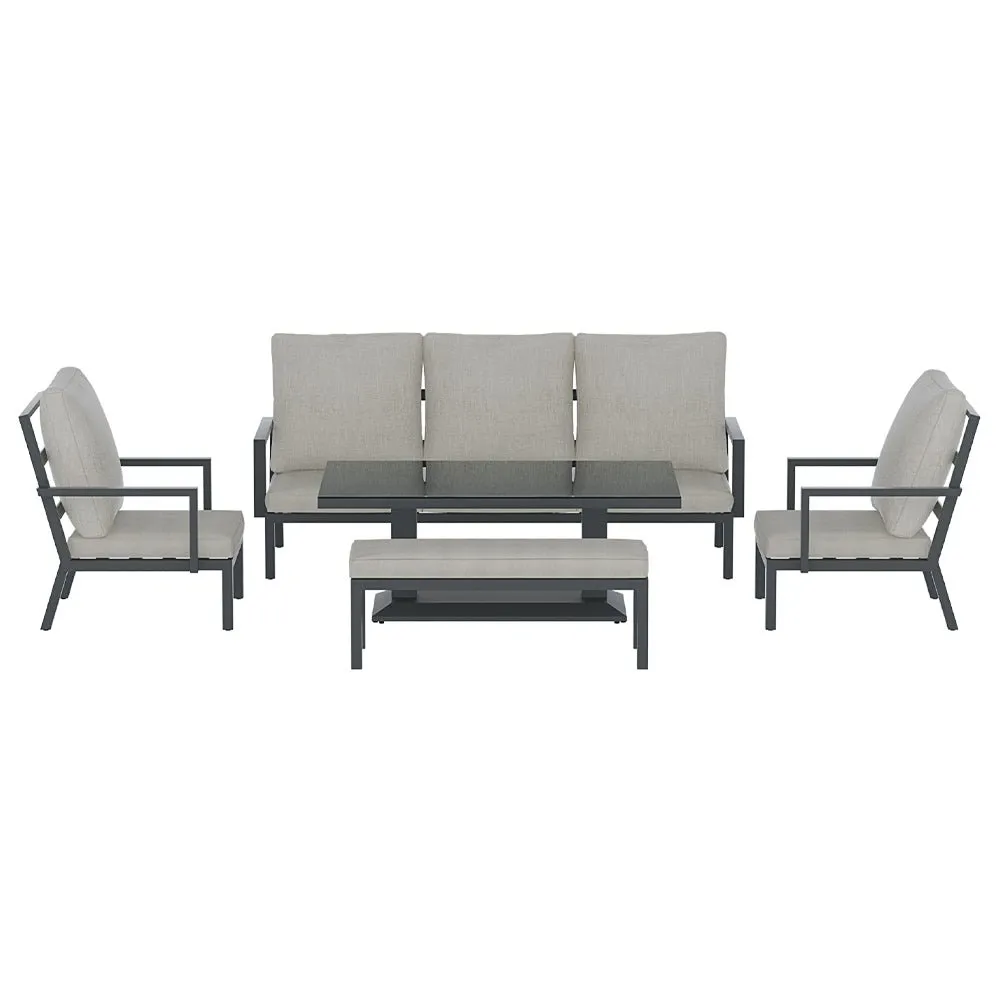 Torquay Outdoor Aluminium 7 Seater Lounge Set - Grey