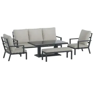 Torquay Outdoor Aluminium 7 Seater Lounge Set - Grey